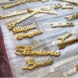 Gold 18k Plated Name Plate Necklace